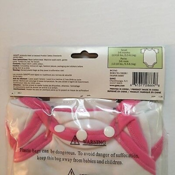 ”Born to Cheer” Diaper Shirt One-Piece Sz 3-6 M - Picture 4 of 5